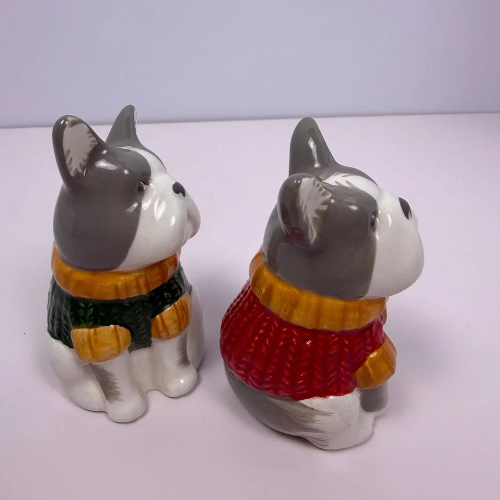 French Bulldog Salt and Pepper Shakers Cottagecore Dog Kitchen Decor Ceramic